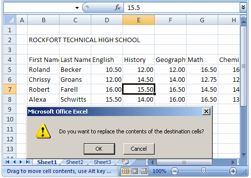 Replacing the value in the target cell