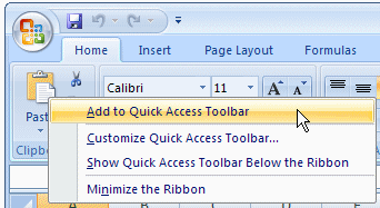 Add to Quick Access Toolbar