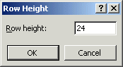 The Row Height dialog box