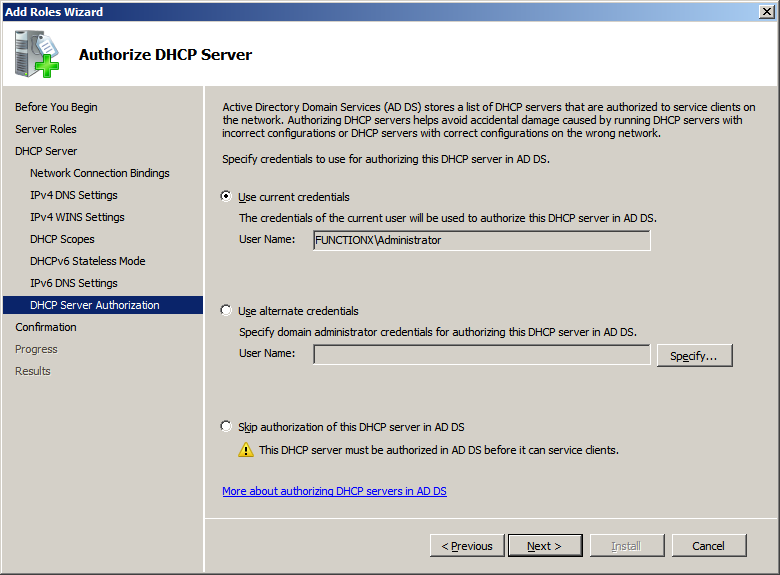 Installation of DHCP Server