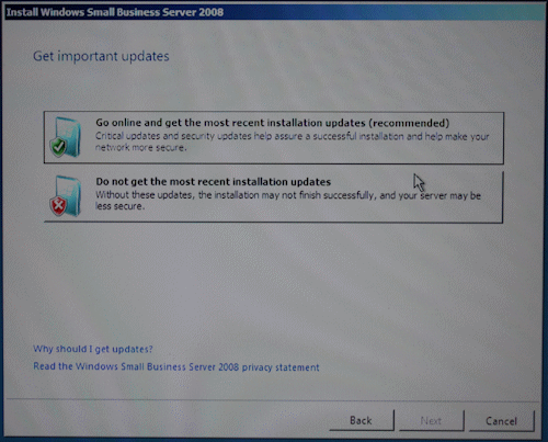 Microsoft Windows Small Business Server 2008 Installation