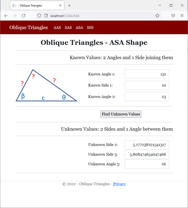 Oblique Triangles - ASA