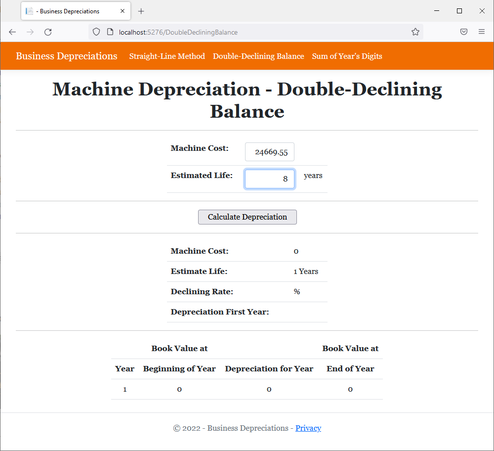 Machine Depreciation - Double-Declining Balance