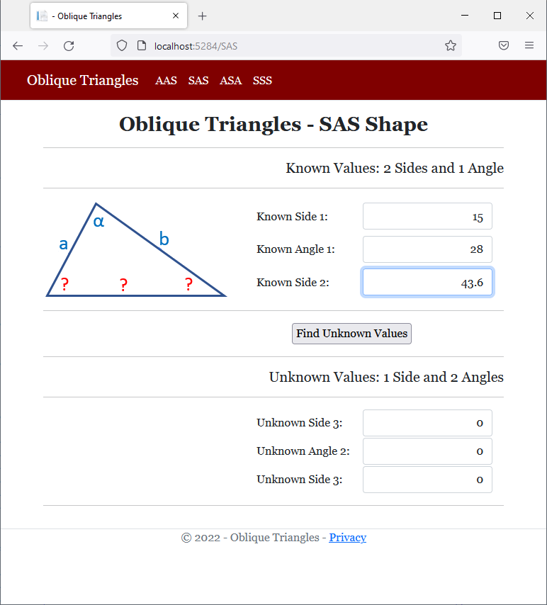 Oblique Triangles - SAS