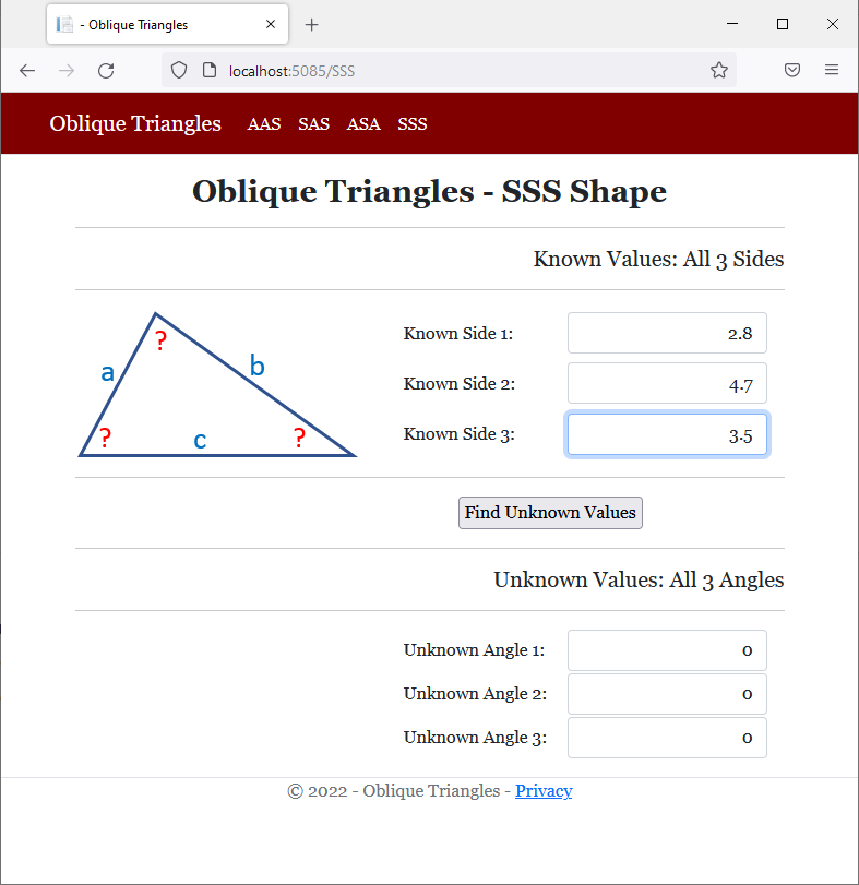 Oblique Triangles - SSS