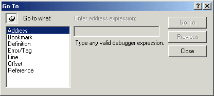 The Go To Dialog Box