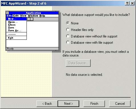 MFC AppWizard Step 2 of 6
