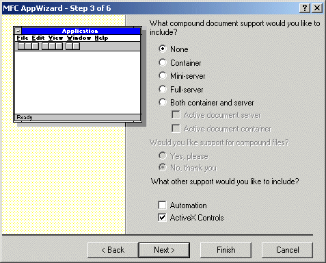 MFC AppWizard Step 3 of 6