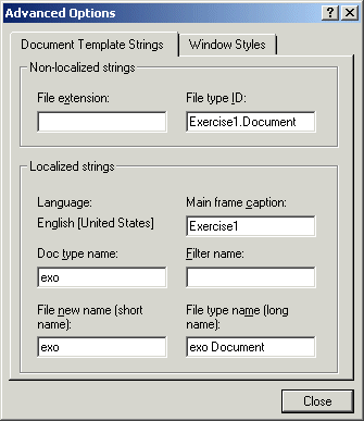 The Advanced Options Dialog Box of the MFC AppWizard