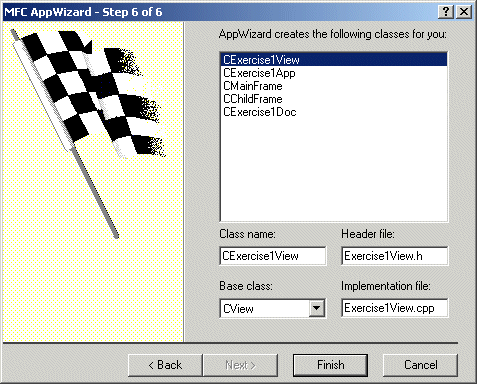 MFC AppWizard Step 6 of 6