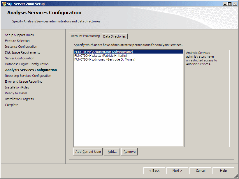 Analysis Services Configuration