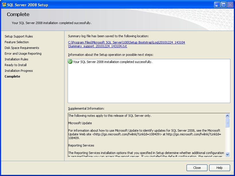 Database Engine Configuration