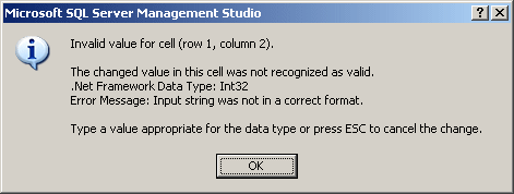 Microsoft SQL Server Management Studio - Error