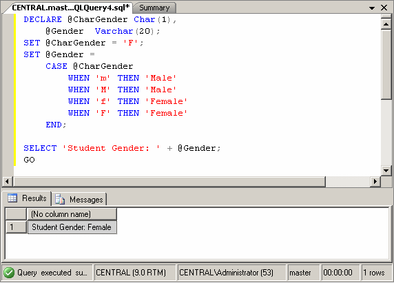 Microsoft SQL Server Operators CASE WHEN THEN