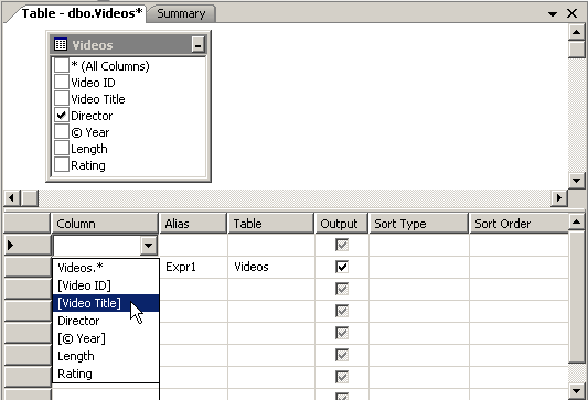 Selecting a Column