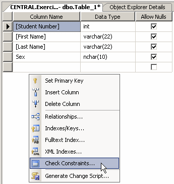 Check Constraints