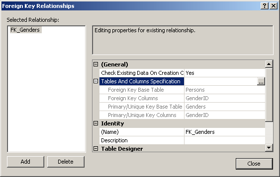 Foreign Key Relationships