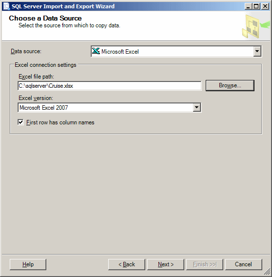 SQL Server Import and Export Wizard