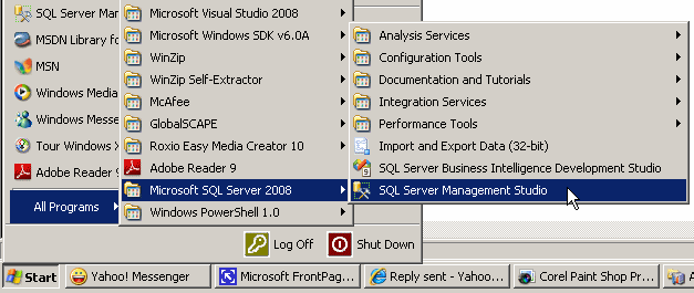 Launching Microsoft SQL Server 2008