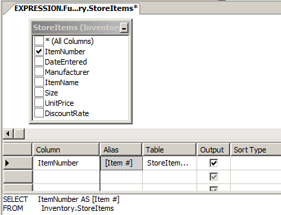 Selecting a Column in the Criteria Pane