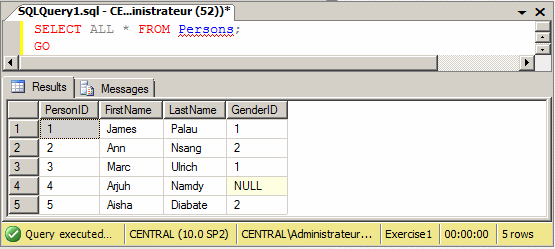 Here is an example of showing all records of the table: