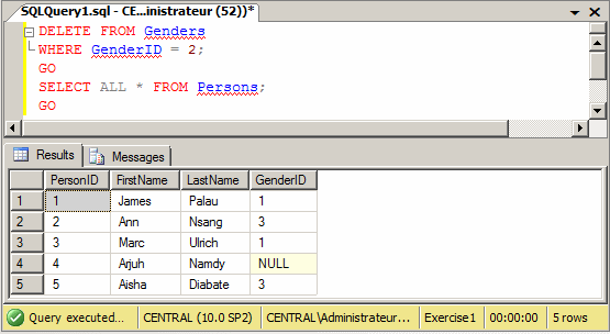 Here is an example of showing all records of the table: