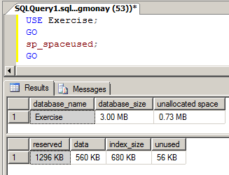 sp_spaceused Stored Procedure