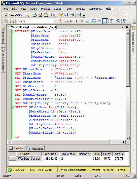 Declaring string variables