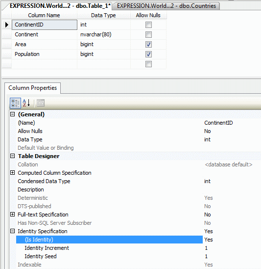 Creating an Identity Column