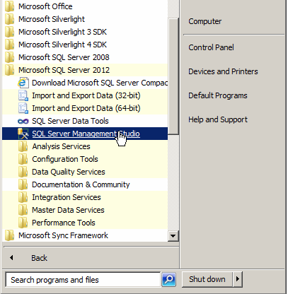 Launching Microsoft SQL Server 2012