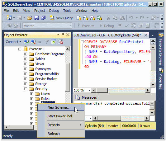 Object Explorer - New Schema
