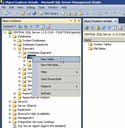 Visually Creating a Table