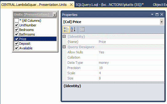 The Properties of a Column of a Table