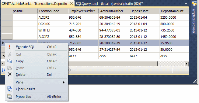 To delete a record, right-click the row header of the 5th record