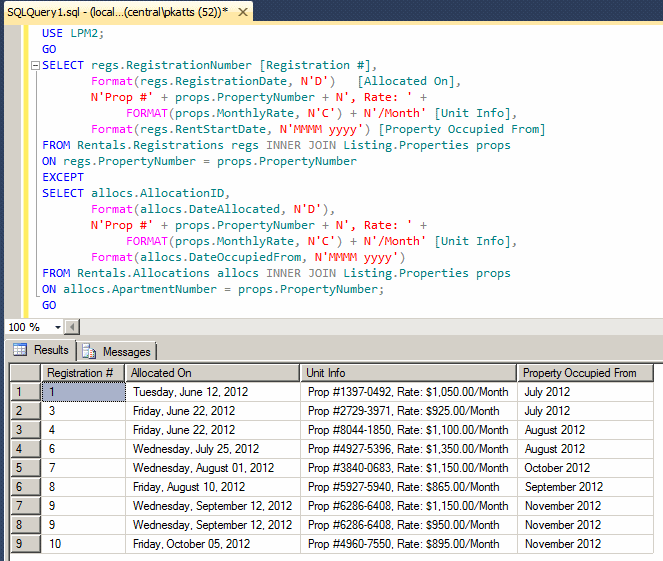 Finding Records Exceptions