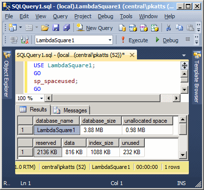 sp_spaceused Stored Procedure