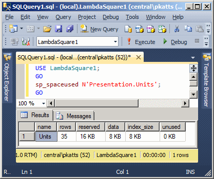 sp_spaceused Stored Procedure