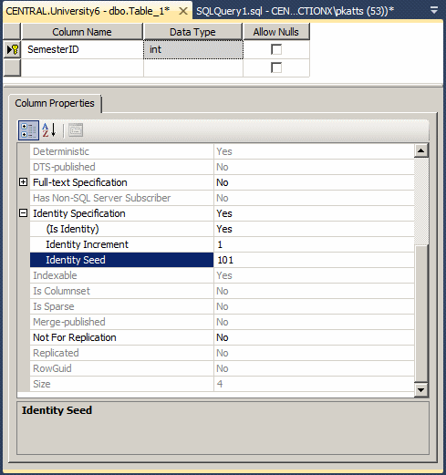 Creating an Identity Column