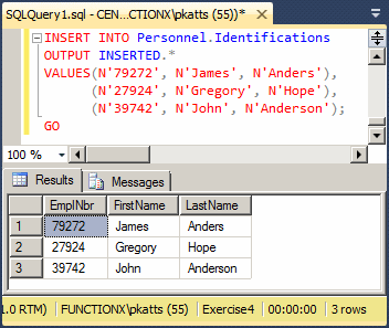 Outputting the Result of Data Entry