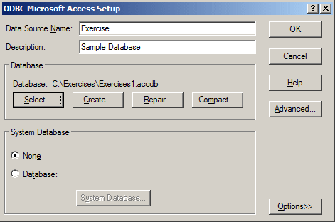 ODBC Microsoft Access Setup