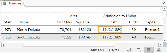 Filtering by Selection for Date/Time Values