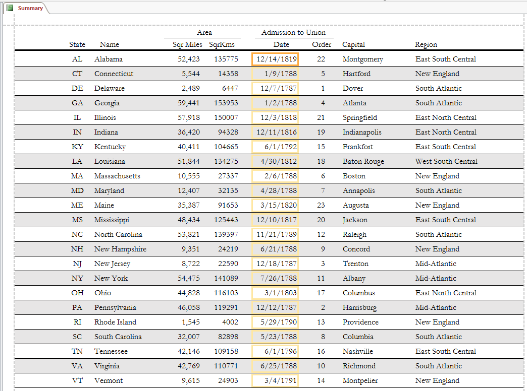 Filtering by Selection for Date/Time Values