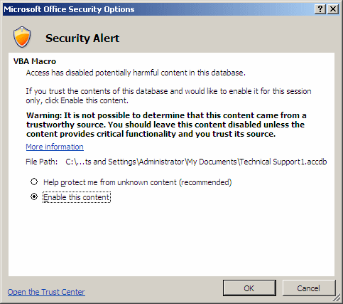 Microsoft Office Security Options