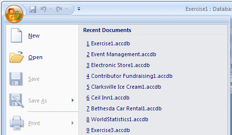 Most Recently Used Databases