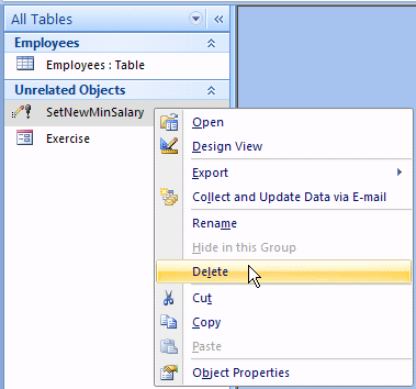 Deleting a Stored Procedure