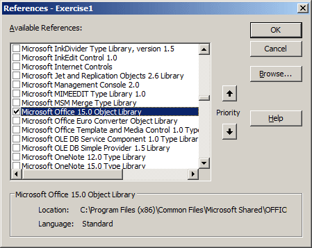 Microsoft Office 15.0 Object Library