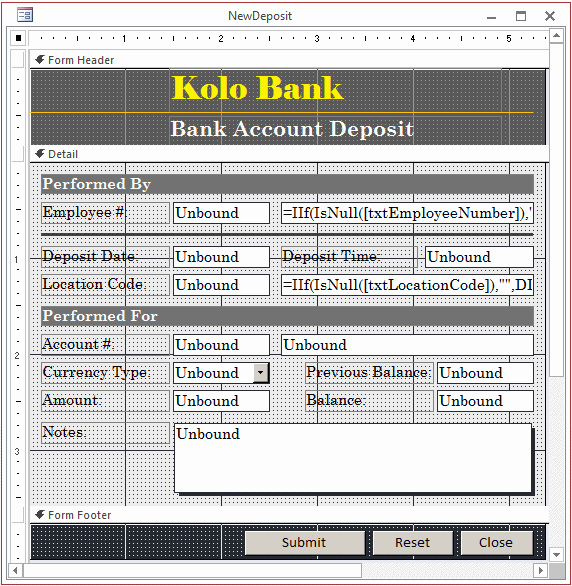 Ceil Inn - Bank Account New Deposit