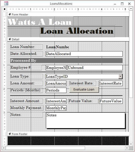 Watts A Loan - Loans Allocations - Form Design