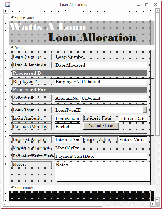 Watts A Loan - Loans Allocations - Form Design