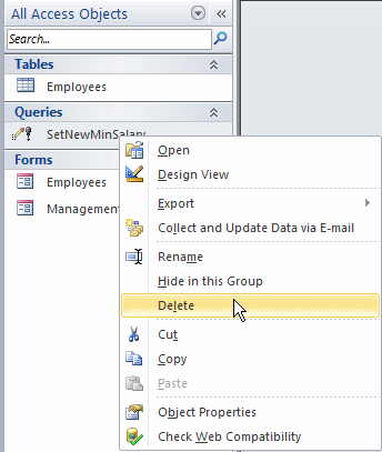 Deleting a Stored Procedure